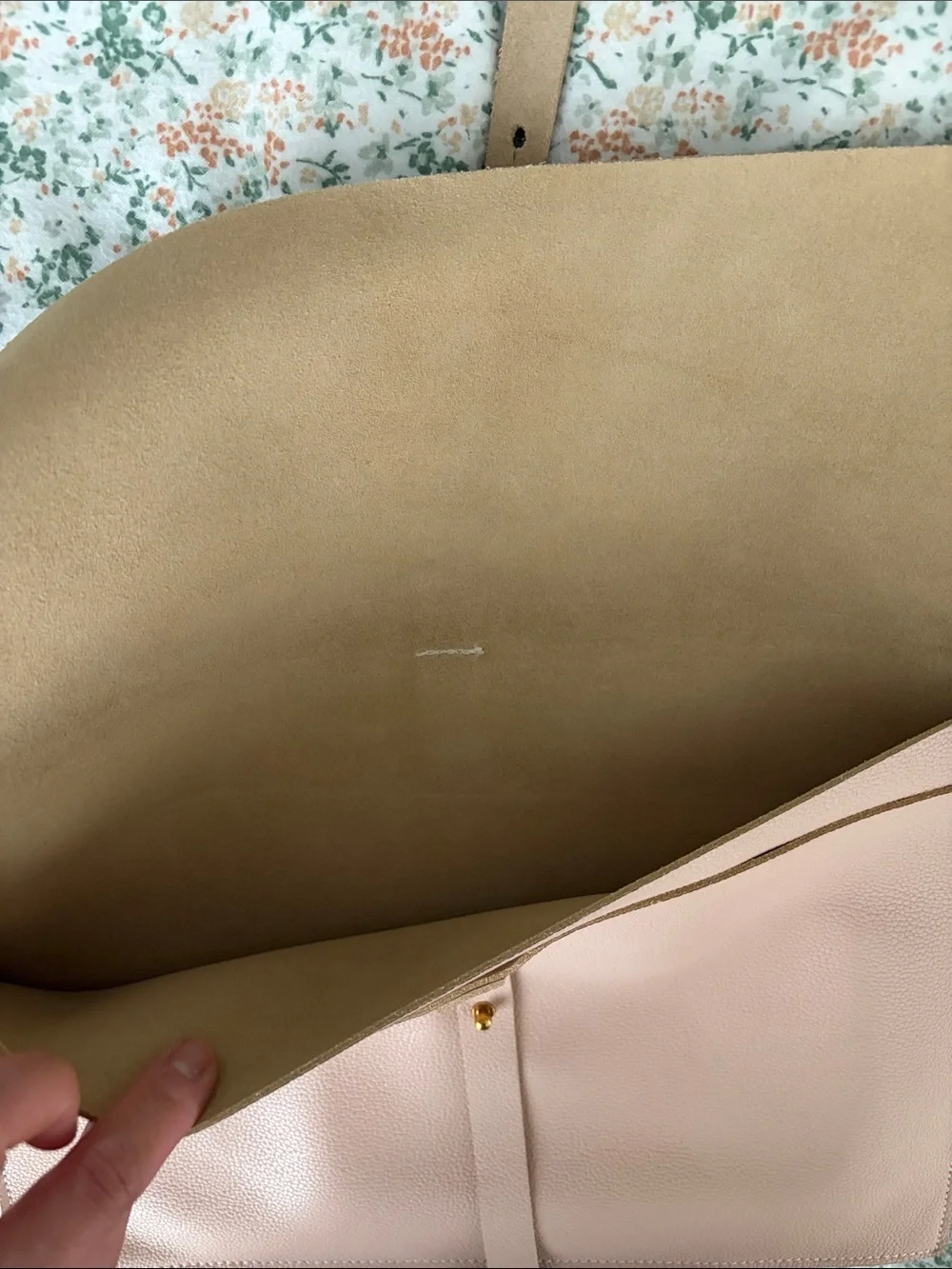 Minimalist Beige Laptop Sleeve With Strap Closure